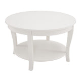 Traditional Round Coffee with Open Storage Shelf,2-Tier Storage Wood Center Circle Accent W1693P216918