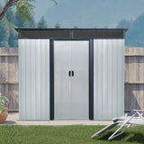 8ft x 6ft Outdoor Metal Storage with Lockable Sliding Doors and Transparent plate for Garden, Lawn W540P185314