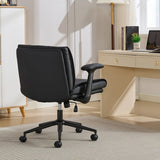Cross Legged with Flip-Up Armrests Leather, Cross Legged Office on Wheels, Comfy Swivel 94377216