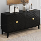 4-Door Sideboard Storage Cabinet for Living Room and Dining Room, Two Large Cabinets with Gold N759P192449B