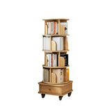 5 Tier Rotating Bookshelf, 360&deg Display Round Spinning Bookshelf with Wheels,-Saving, Small 82303381