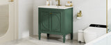 30" Bathroom Vanity with Sink, Two Doors with Shelf, Soft Close Door Hinges, Vintage Style, Green N759P226000F