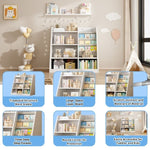 ZUN White Wooden Toy Storage Organizer Cabinet Kids Bookshelf Children Bookcase Toddler Baby Sling Book 81471101