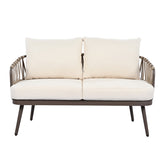 4-Piece Outdoor Patio Furniture Set, Metal Chairs with Woven Rope U-Shaped Backrest,Outdoor N780P209458R