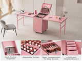 Portable Nail Table Desk, Foldable Rolling Manicure Table with Wheel, Makeup Train Case for Nail 09670232
