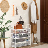 ZUN 5-Tier Dustproof Entryway Hall Tree Coat Rack Shoe Rack With 8 Removable Hooks Freestanding Shoe 71189357