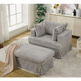 47.7'' Oversized Corduroy Chaise Longue with Ottoman, Deep Seat Reclining Chair Sofa, W1628P206065