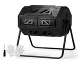 Outdoor Compost Tumbler Dual Chamber, Outdoor Tumbling Composter Dual Rotating Batch Compost Bin, 42 90921174