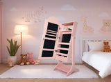 Pink, heart-shaped, MDF, spray-painted, 1-door, 1-shelf children's jewelry and mirror cabinet 11868552
