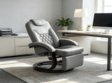 Faux Leather Manual Recliner Swivel Lounge Chair Gray 30794562