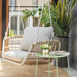 Patio Small Side Table, Waterproof Round Metal Coffee Table, Weather Resistant End Table for Indoor 18271862