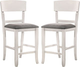 ZUN Contemporary Dining Room Counter Height Chairs Set of 2 Chairs only White Solid wood Gray Padded B01157350