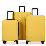 3 Piece Luggage Sets ABS Lightweight Suitcase with Two Hooks, Spinner Wheels, TSA Lock, , W28453579