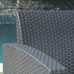 ZUN 67.7" Outdoor 3-Seater Faux Wicker Rattan Style Sofa with Water Resistant Cushions, Charcoal / Light 61312.00