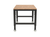 48" Heavy-Duty Adjustablebench for Garage, Rubber Wood Shop Table with Metal Wheels, Hardwood 13436903