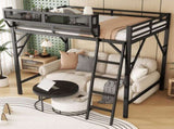 Queen Size Loft Bed with Ladder, Metal Queen Loft Bed with Storage Shelves, High Loft Bed for Kids W2580P379983