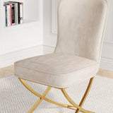 ZUN Dining Set of 2, Beige velvet Backrest and golden Metal legs.For Modern Kitchen Dining Room W1727P195278