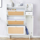 ZUN Modern minimalist storage cabinet, Japanese rattan shoe cabinet, bed top cabinet, small home 98584209