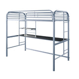 Contemporary Style Full Metal Construction Silver Finish Twin Loft Bed Attached Ladder Under Bed B2741P351289