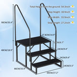 ZUN 3 Step Ladder with Handrail, Swimming Pool Ladder Above Ground, 660 lb Load Capacity RV Steps with 31746287