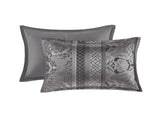 7 Piece Jacquard Comforter Set Grey Cal King B03597024