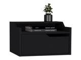 Winchester Floating Nightstand, Modern Dual-Tier Design with Spacious Single Drawer Storage, Black B097P199742