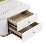 ZUN Modern 2 Pieces White Square Nesting Coffee Table with Drawers & Electroplated gold legs in 27.6'' WF325925AAK