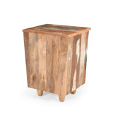 End Table Recycled Wood Nightstand, Side Table with 3 Drawers, Vintage Natural Bedside Table for N779P221145N