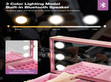 Portable Nail Table, Rolling Manicure Table w/3 Color Light and Speaker, Portable Nail Tech Desk, 08904385