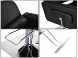 PVC Leather Cover Galvanized Square Plate With Footrest Reclining Barber Chair 300lbs Black HZ8897B 70318584