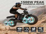 20" Fat Tire Electric Bike for Adults, 750W PK 1500W Peak Motor Ebike, All-Terrain Electric Dirt E W6569P578049