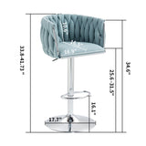 ZUN 360&deg; Fabric cover Swivel Bar Stools Set of 2, Adjustable Counter Height Bar Chairs with Woven Back & W2215P252782