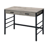 ZUN Light Weathered Oak and Black Writing Desk with 2 Drawers B062P184545