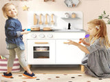 White Kids Interactive Wooden Kitchen Playset with Realistic Lights & Sounds 02819061