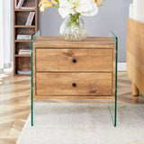 ZUN Double-drawer bedside table. The board surface is MDF sticker, and both sides are transparent W1151P191737