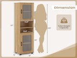67" Tall Slim Bathroom Storage Cabinet with Fluted Doors, Adjustable Shelf Freestanding Narrow 15082223