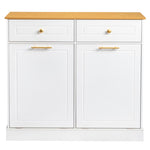 ZUN [FCH] Kitchen Trash Can Cabinet, 2 Doors 2 Drawers 2 Dirty Clothes Bags Garbage Storage Cabinet, 26699419