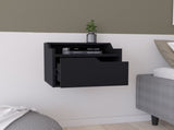 Winchester Floating Nightstand, Modern Dual-Tier Design with Spacious Single Drawer Storage, Black B097P199742