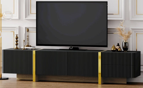 ZUN Luxury Fluted TV Stand for TVs Up to 80'', Modern Entertainment Center with Storage Cabinets & 79004987