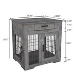 ZUN Furniture Style Dog Crate End Table with Drawer, Pet Kennels with Double Doors, Dog House Indoor 23430184