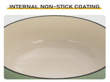 Cast iron 7.5QT cooking pot - Gradient green color - Includes two silicone gloves - Enamel pot 13858478