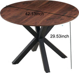 42.1"BLACK AND WOOD COLOR Table Mid-century Dining Table for 4-6 people With Round Mdf Table Top, W234P165709