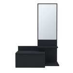 ZUN Vienna 23.6" Wide 3-Tier Shelf Floating Mirror Console Table, Full Extension Drawer Black B200P240256