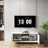 Modern TV Stand with Wave-Design Doors, Open Shelf & Adjustable Shelf - Stylish and Functional for W3151P288928