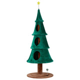 ZUN 65in Large Tall Christmas Tree Cat Tower with 3 Cat Houses, Soft Fleece Cat Tree with Teaser Toy & 27065148