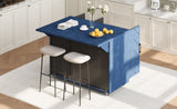 K&K 51.2"W 3D Wave Stripes Ash Veneer Island with Drop Leaf, Farmhouse N707P207915E
