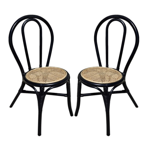 ZUN Set of 2, 15.5x20.5x35.5" Black Rattan Dining Chair W2078P251032