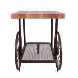Oak and Antique Grey End Table with Shelf B062P209082