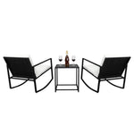 ZUN Single 2pcs Coffee Table 1pc Exposed Rocking Chair Three-Piece Set Black 86452493