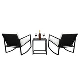 ZUN Single 2pcs Coffee Table 1pc Exposed Rocking Chair Three-Piece Set Black 86452493